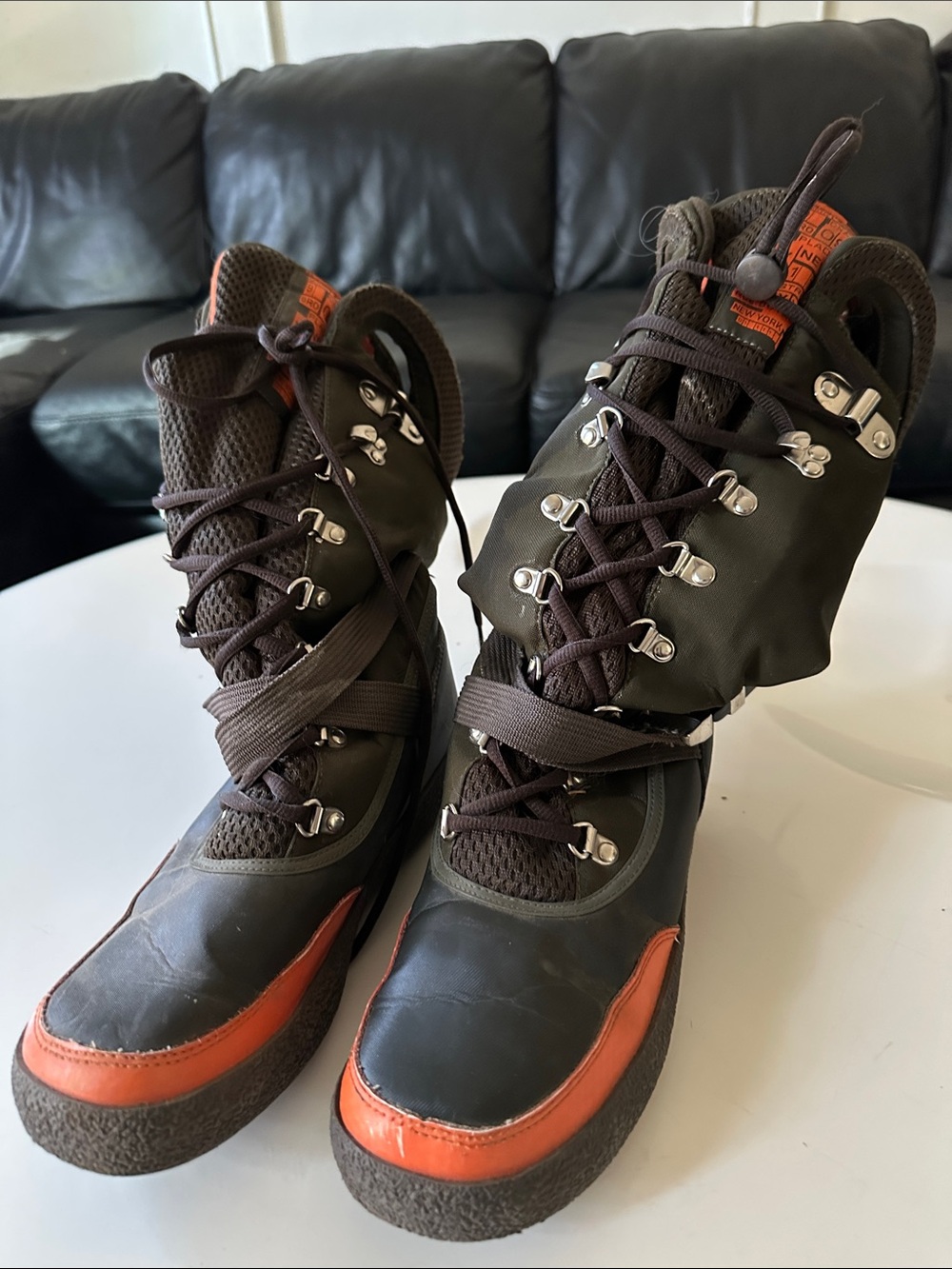 Women DKNY Orange High-Top Outdoor Boots